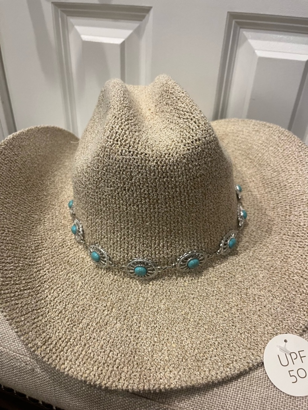 NWT House of Harlow 1960 Women's Wide Brim Hat With Turquoise Concho Band
